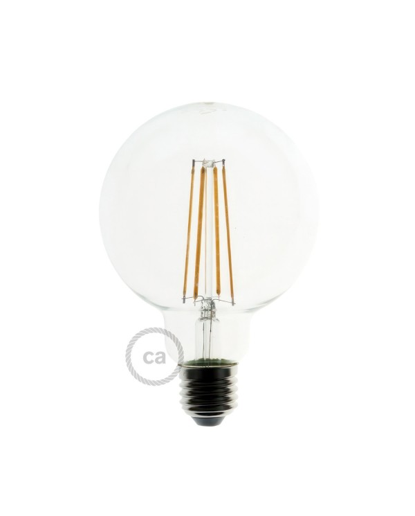 LED Transparent Light Bulb - Globe G95 Long Filament - 7.5W 805Lm E27 2200K Dimmable