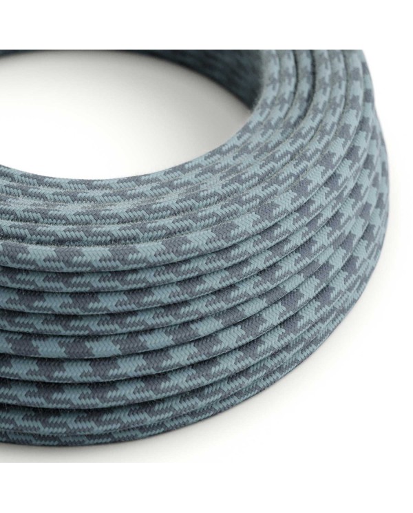 Round Electric Cable covered in Cotton - Bicoloured Stone Grey and Ocean RP25