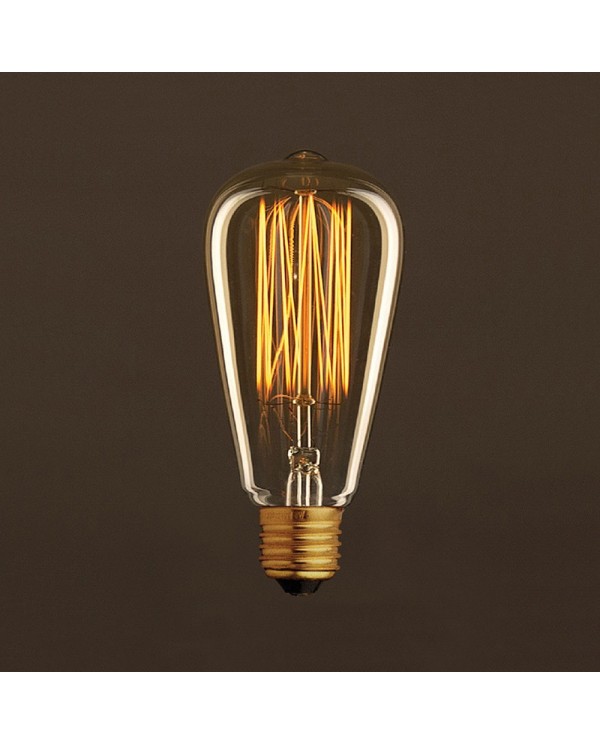 Vintage Golden Light Bulb Edison ST64 Carbon Filament Cage 25W E27 Dimmable 2000K