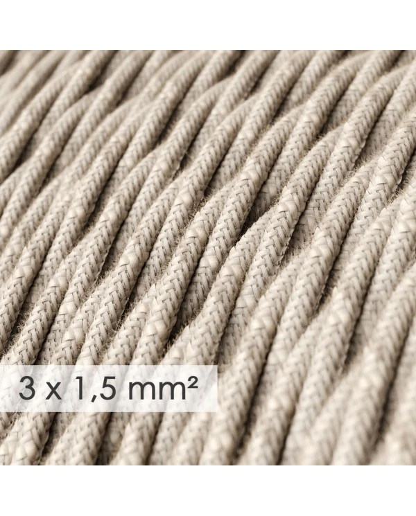 Large section electric cable 3x1,50 twisted - covered by Natural Neutral Linen TN01