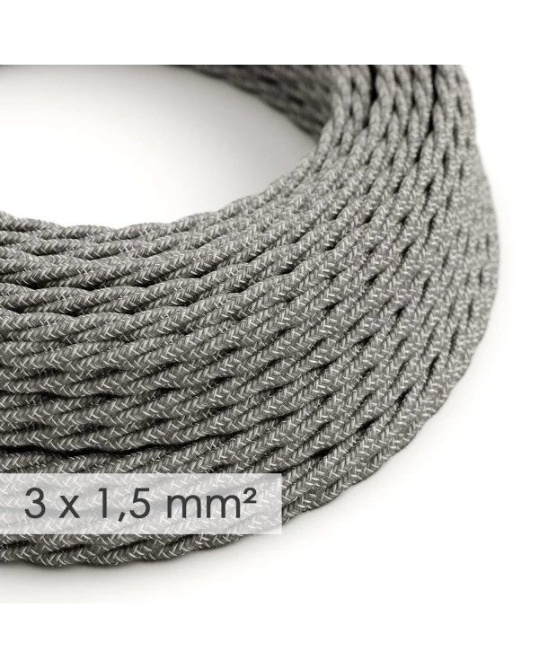 Large section electric cable 3x1,50 twisted - covered by Natural Grey Linen TN02