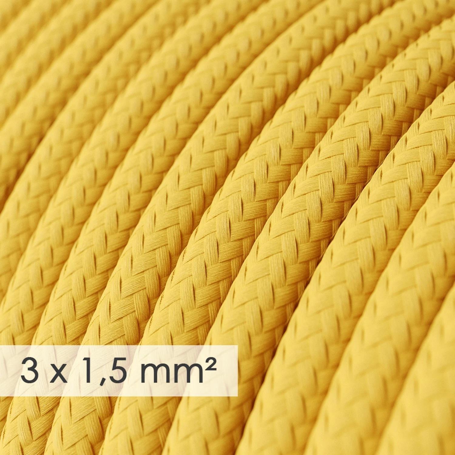 Large section electric cable 3x1,50 round - covered by rayon Yellow RM10