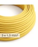 Large section electric cable 3x1,50 round - covered by rayon Yellow RM10