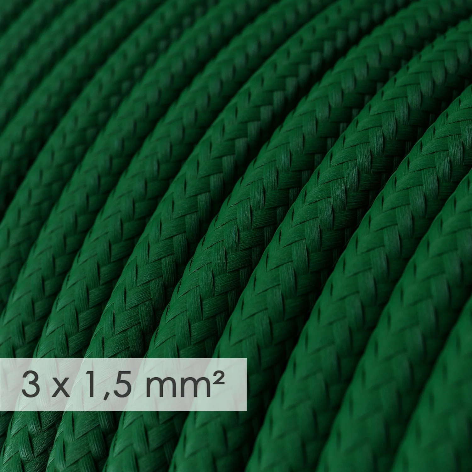 Large section electric cable 3x1,50 round - covered by rayon Dark Green RM21