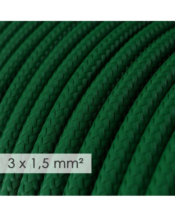 Large section electric cable 3x1,50 round - covered by rayon Dark Green RM21