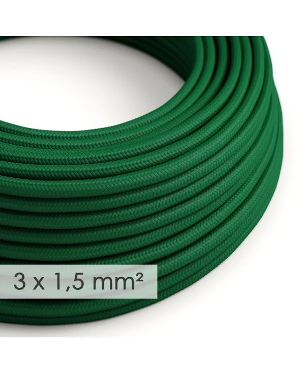 Large section electric cable 3x1,50 round - covered by rayon Dark Green RM21