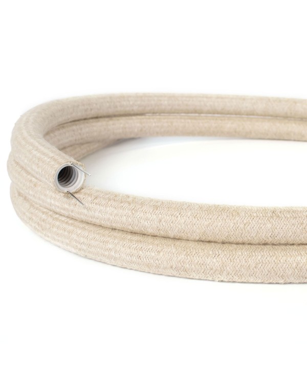Creative-Tube flexible conduit, Neutral Natural Linen RN01 fabric covering, diameter 20 mm