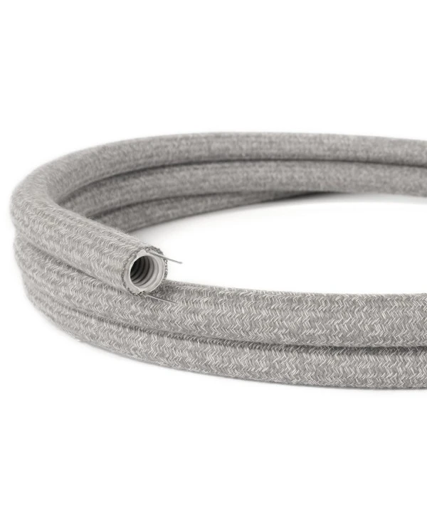 Creative-Tube flexible conduit, Grey Natural Linen RN02 fabric covering, diameter 20 mm