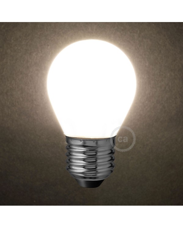 LED Milky White Light Bulb - Miniglobe G45 - 4W 300Lm E27 2700K Dimmable