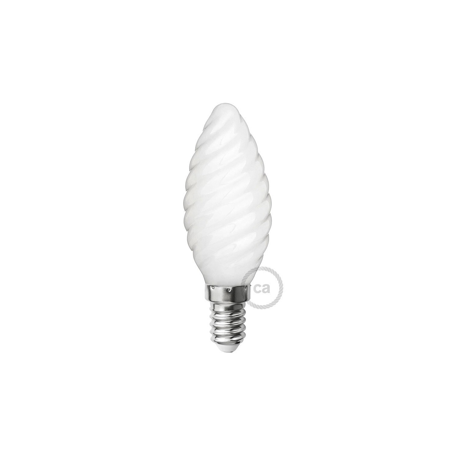 LED Milky White Light Bulb - Twisted Candle C35 - 4W 300Lm E14 2700K Dimmable