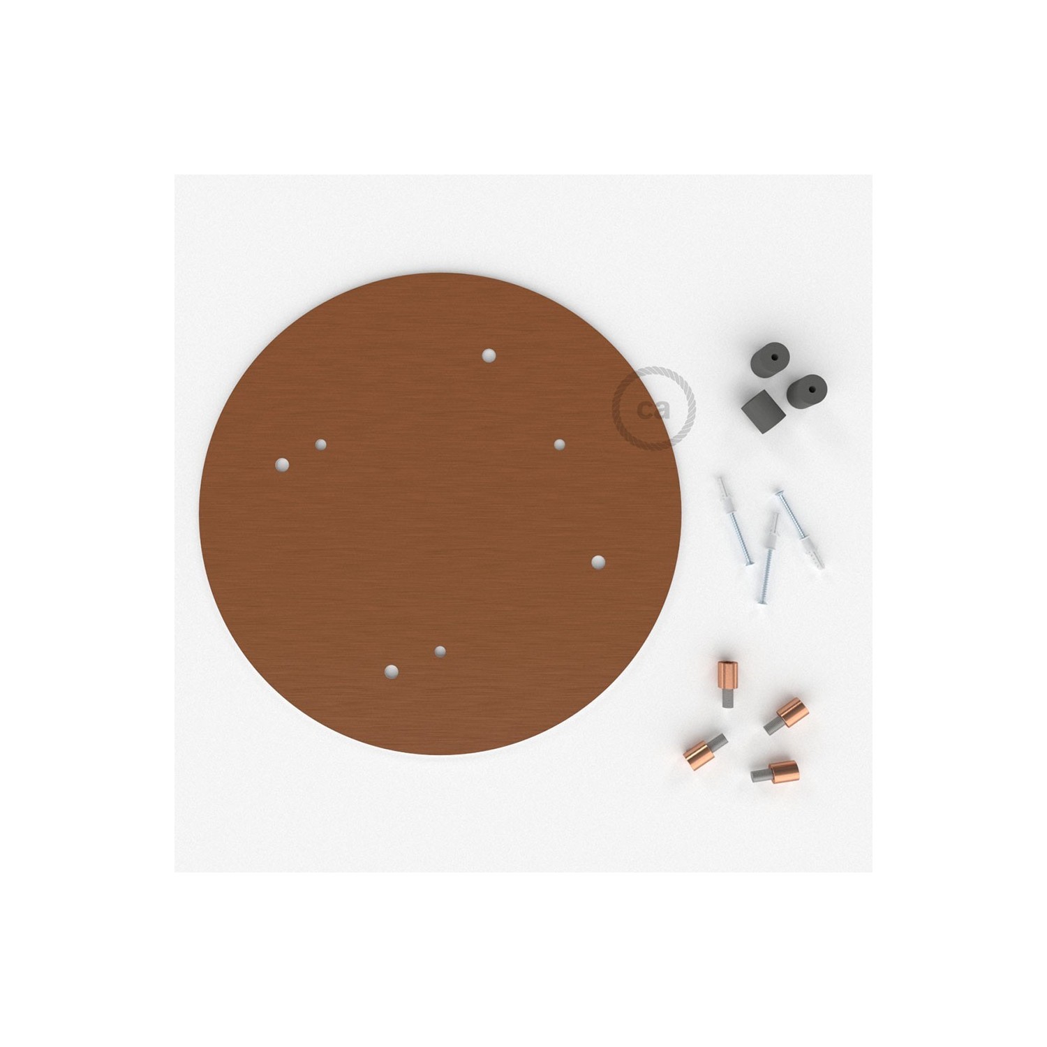 Round 35 cm Satin Copper XXL Ceiling Rose with 4 holes + Accessories