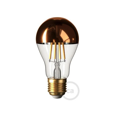 Copper half sphere Drop A60 LED Light Bulb 7W 806Lm E27 2700K Dimmable