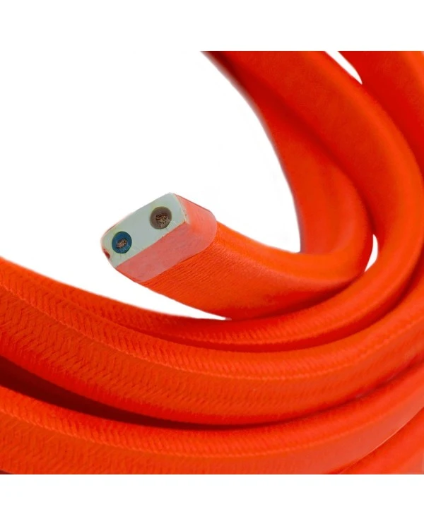 Electric cable for String Lights, covered by Rayon fabric Orange Fluo CF15