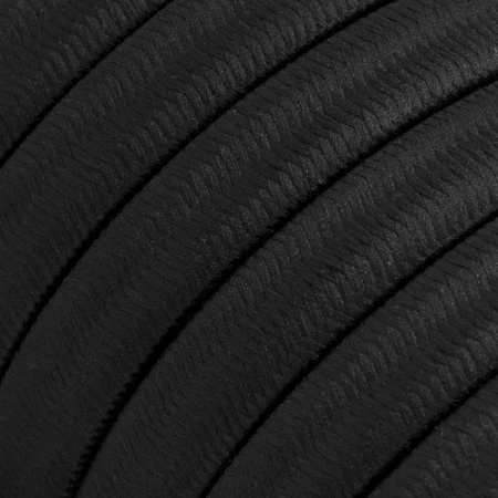 Electric cable for String Lights, covered by Rayon fabric Black CM04 - UV resistant