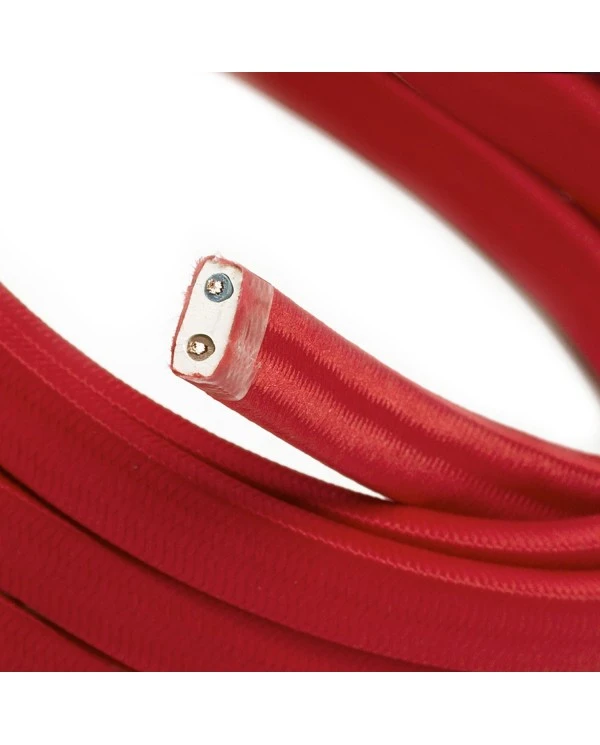 Electric cable for String Lights, covered by Rayon fabric Red CM09 - UV resistant