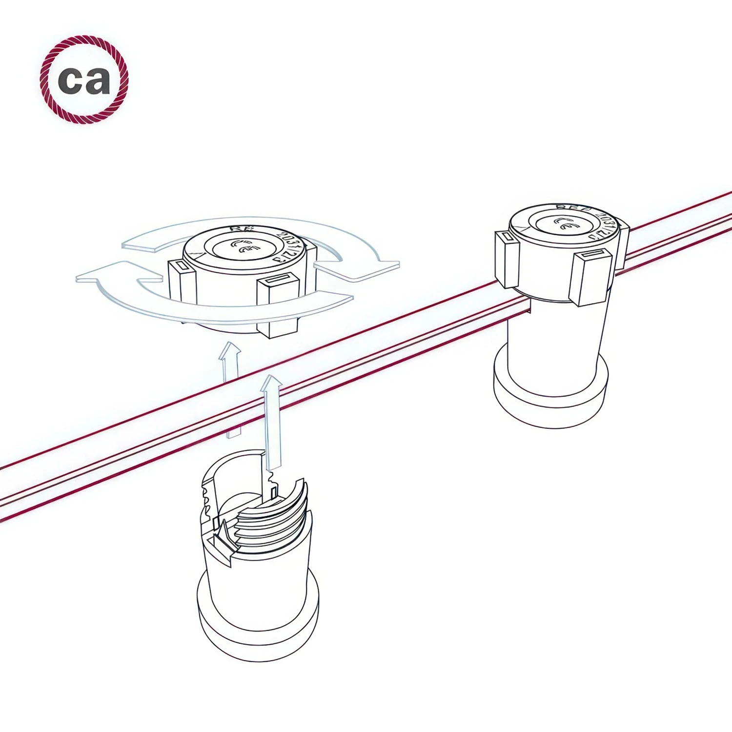 Electric cable for String Lights, covered by Rayon fabric Red CM09 - UV resistant