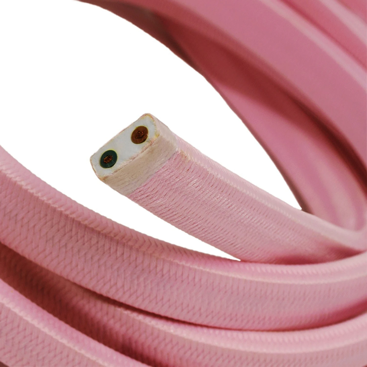 Electric cable for String Lights, covered by Rayon fabric Baby Pink CM16