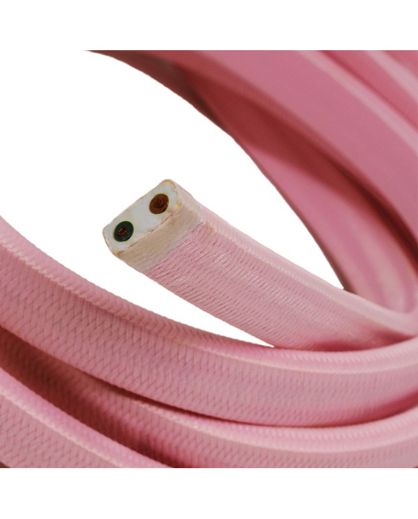 Electric cable for String Lights, covered by Rayon fabric Baby Pink CM16