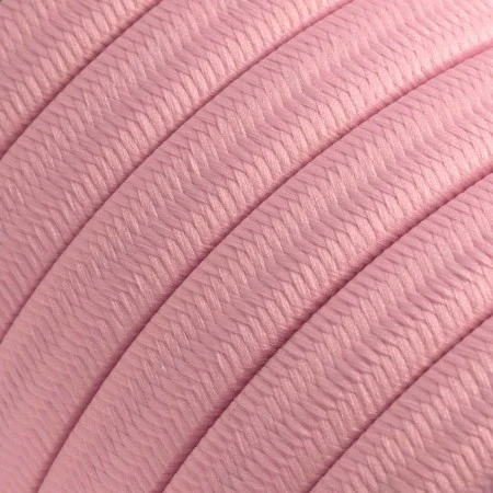 Electric cable for String Lights, covered by Rayon fabric Baby Pink CM16