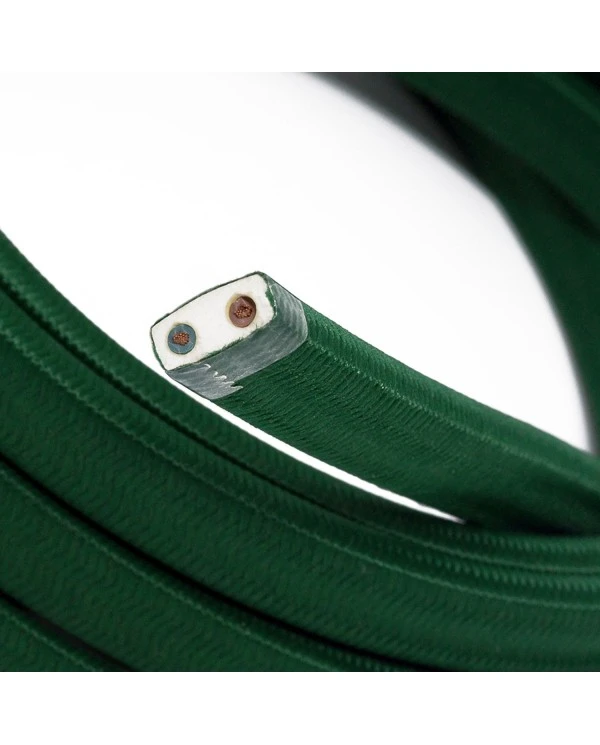 Electric cable for String Lights, covered by Rayon fabric Dark Green CM21