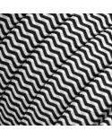 Electric cable for String Lights, covered by Rayon fabric ZigZag White-Black CZ04