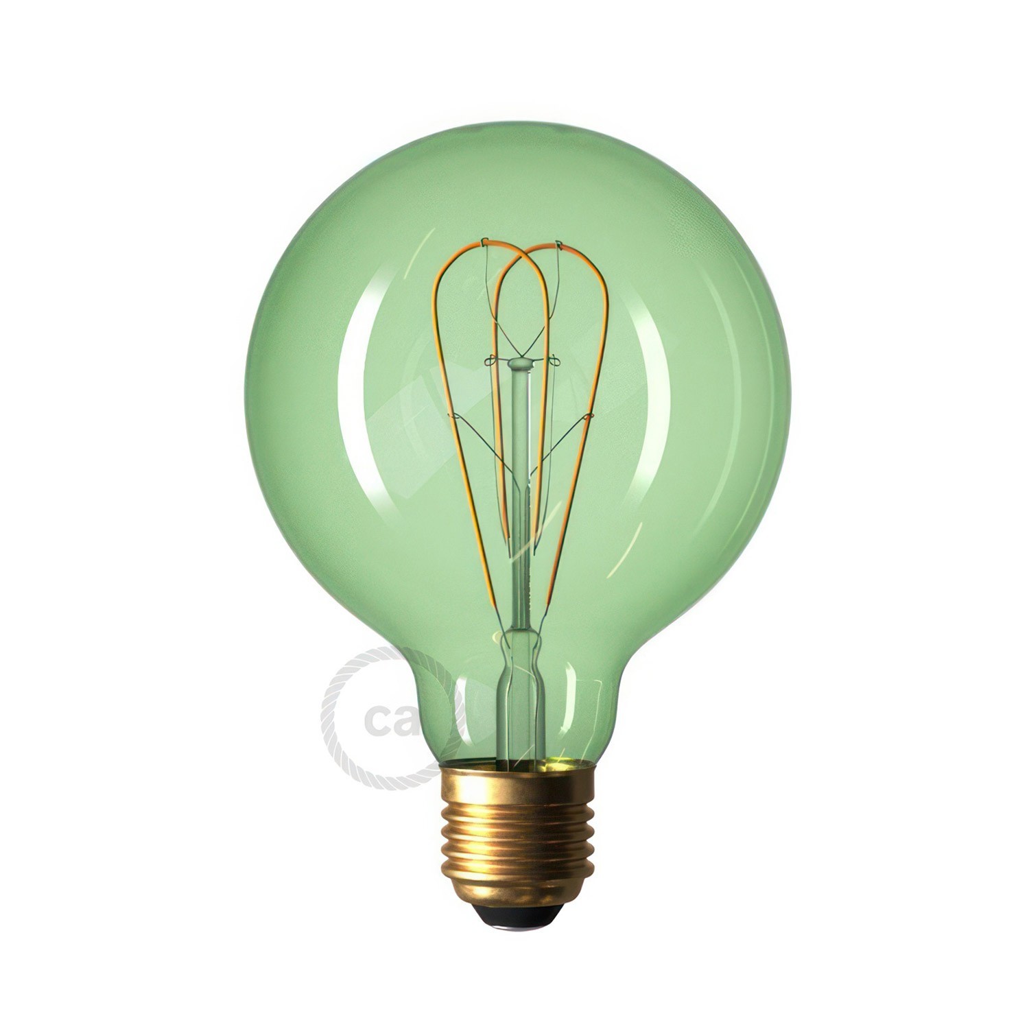 LED Emerald Light Bulb - Globe G95 Curved Double Loop Filament - 5W 280Lm E27 2200K Dimmable