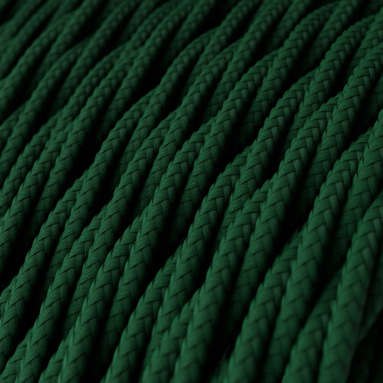 Twisted Electric Cable covered by Rayon solid color fabric TM21 Dark Green