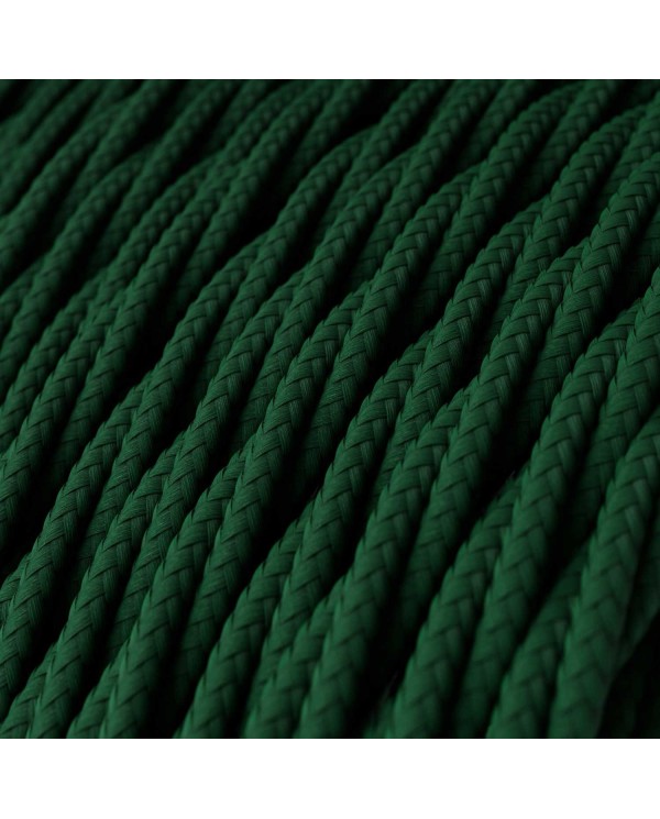 Twisted Electric Cable covered by Rayon solid color fabric TM21 Dark Green