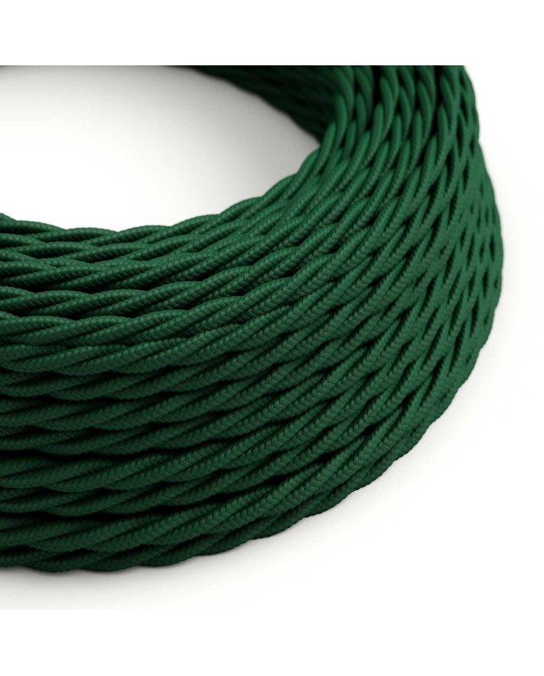 Twisted Electric Cable covered by Rayon solid color fabric TM21 Dark Green