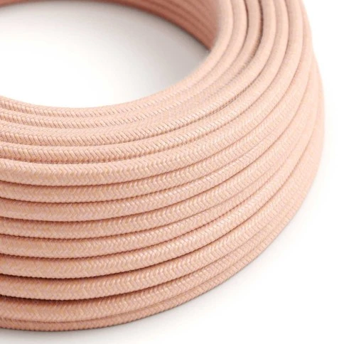 Round Electric Cable covered in Cotton - Salmon RX13