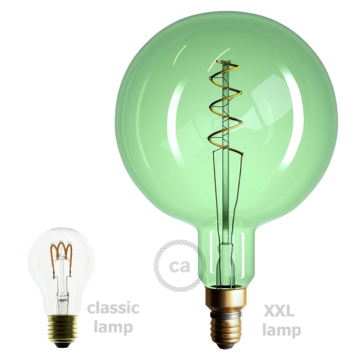 XXL LED Emerald Light Bulb - Sphere G200 Curved Spiral Filament - 5W 280Lm E27 2200K Dimmable
