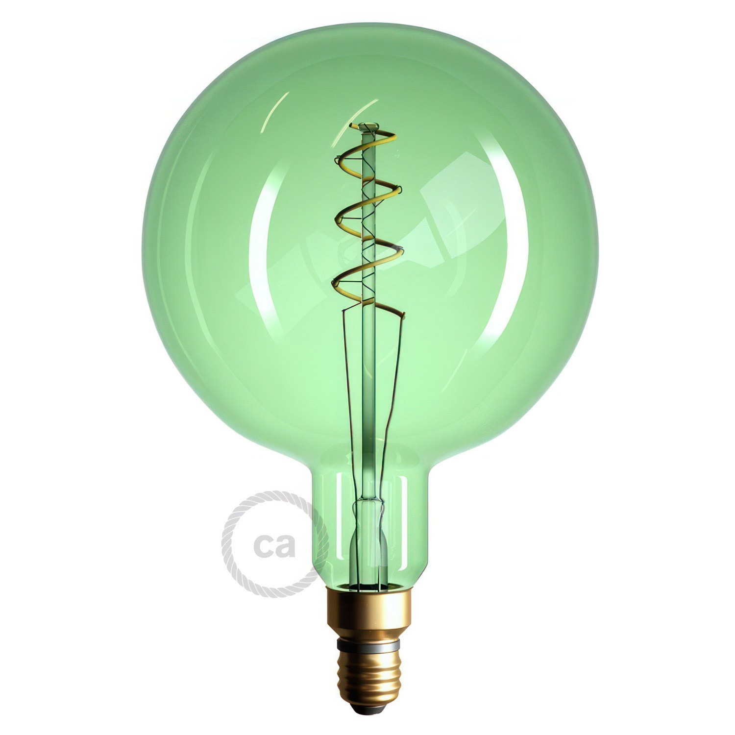 XXL LED Emerald Light Bulb - Sphere G200 Curved Spiral Filament - 5W 280Lm E27 2200K Dimmable