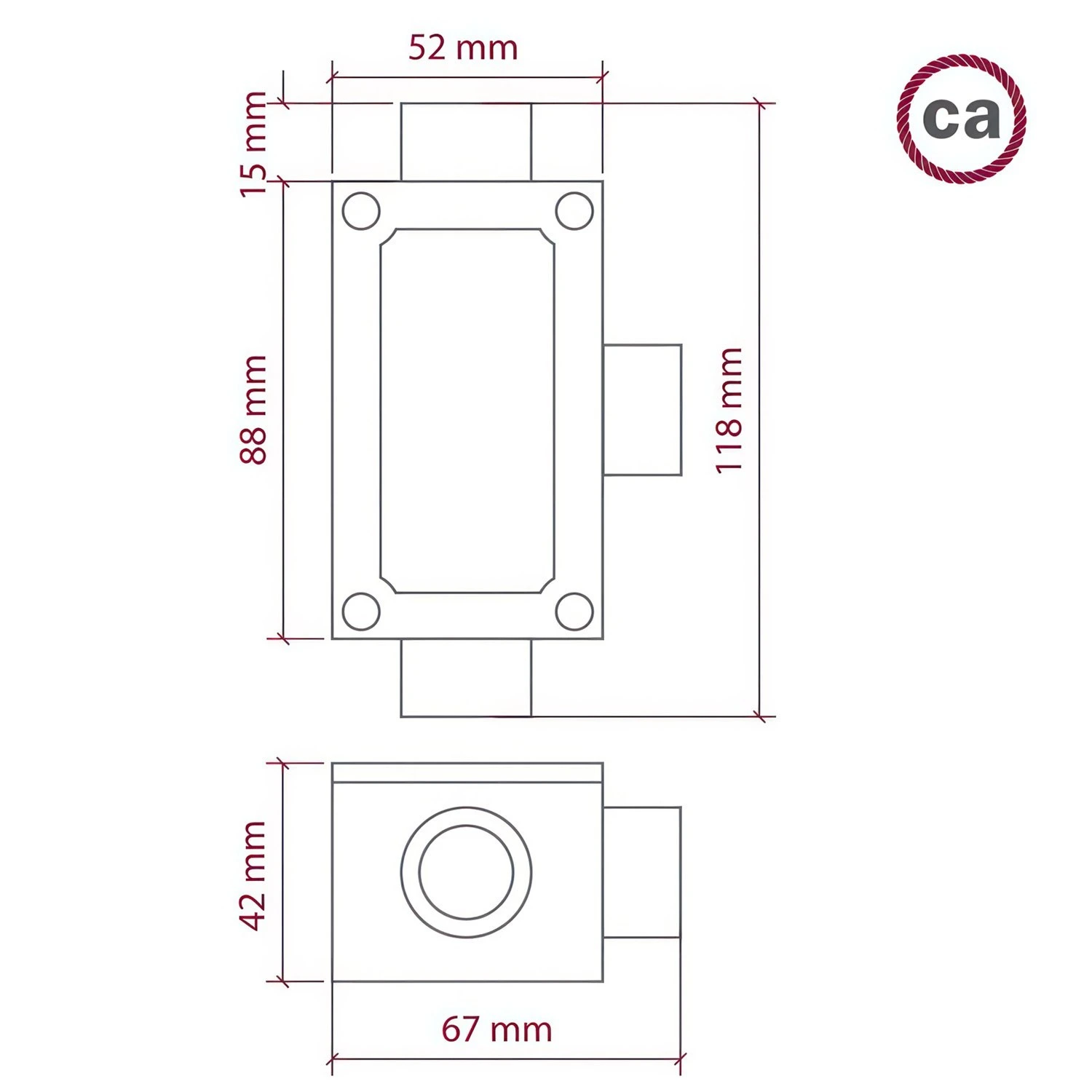 Three-outlet, T-shaped Junction box for Creative-Tube, aluminium case