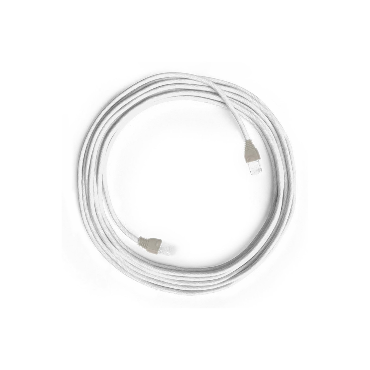 LAN Ethernet Cable Cat 5e with RJ45 plugs - Cotton Fabric RC01 White