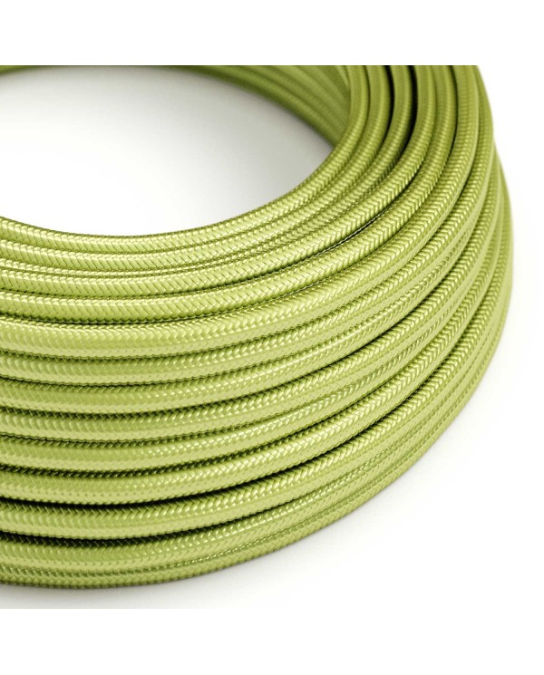Round Electric Cable covered in Rayon solid color fabric - RM32 Kiwi