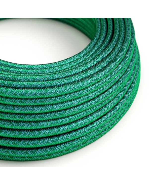 Round Electric Cable covered in Rayon solid color fabric - RM33 Emerald