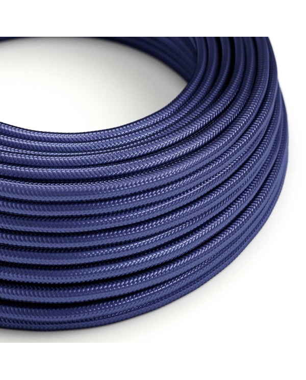 Round Electric Cable covered in Rayon solid color fabric - RM34 Sapphire