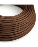 Round Electric Cable covered in Rayon solid color fabric - RM36 Rust