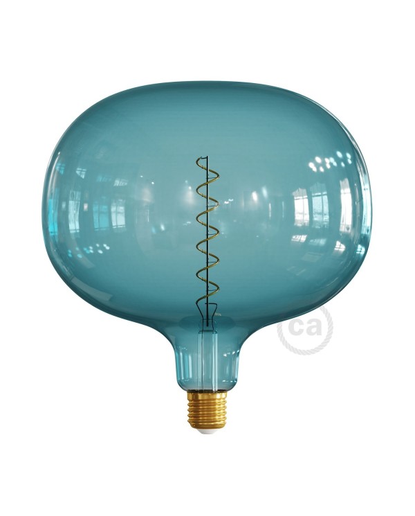 Cobble Ocean blue XXL Light Bulb, Pastel line, spiral filament, 4W 100Lm E27 2200K Dimmable