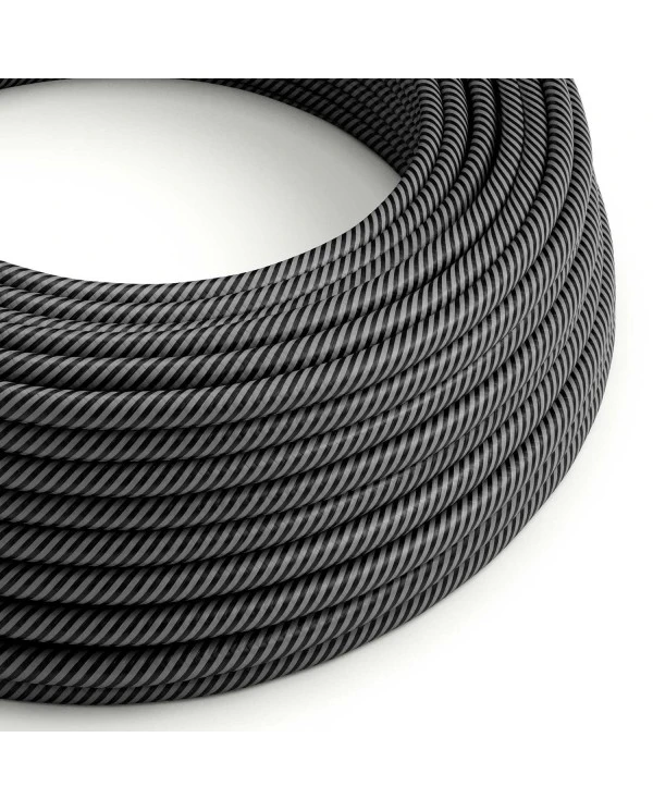 Round Electric Vertigo HD Cable covered by Graphite and Black Thin Stripes fabric ERM38