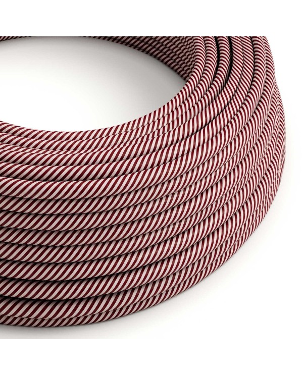 Round Electric Vertigo HD Cable covered by Pink and Maroon fabric ERM47