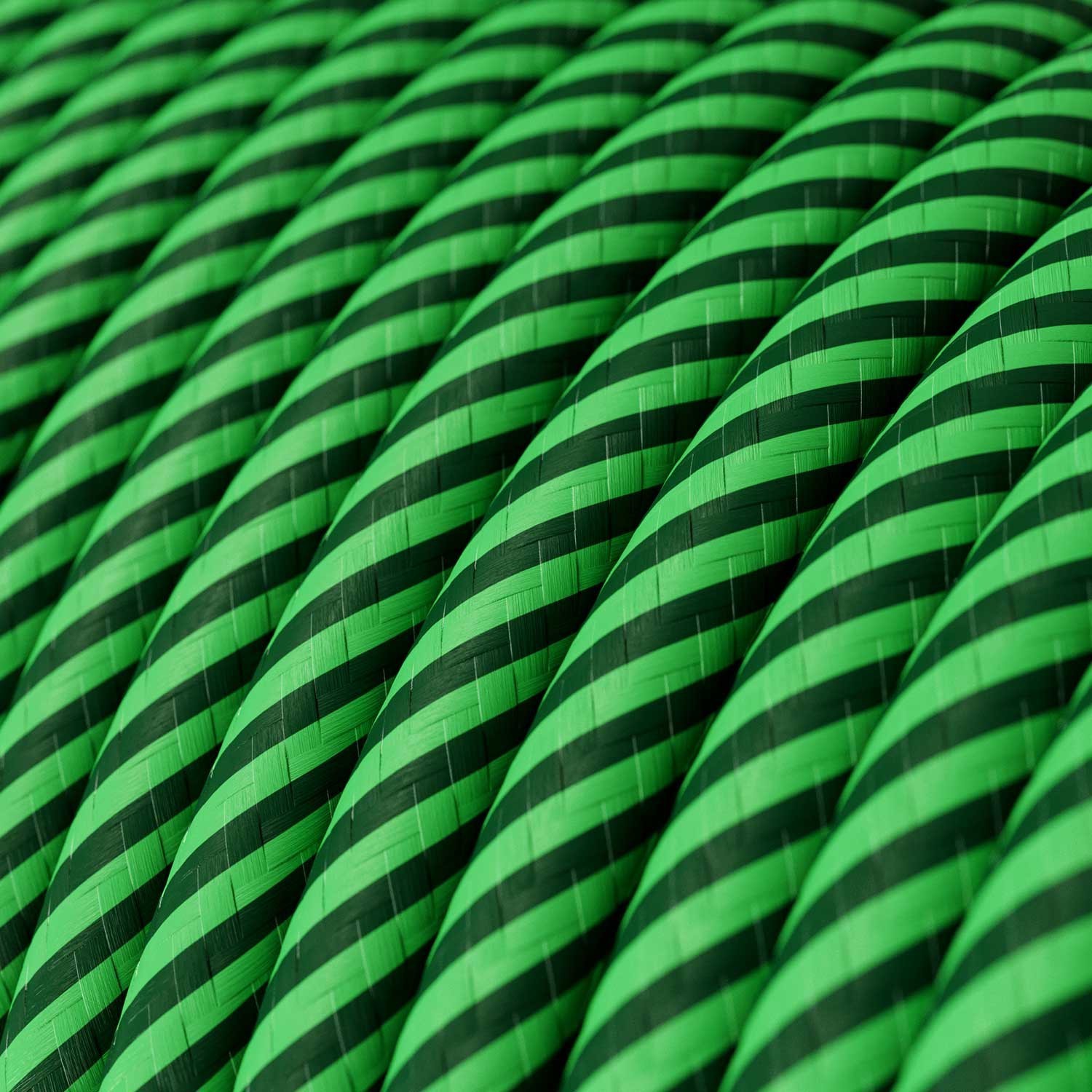 Round Electric Vertigo HD Cable covered by Kiwi and Dark Green fabric ERM48