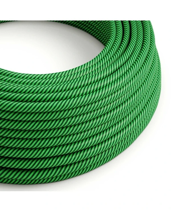 Round Electric Vertigo HD Cable covered by Kiwi and Dark Green fabric ERM48