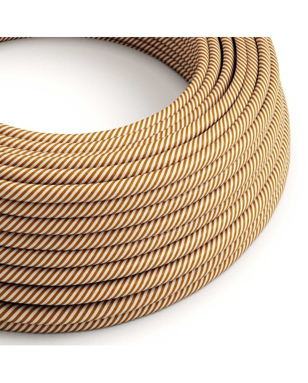 Round Electric Vertigo HD Cable covered by White and Whiskey fabric ERM49