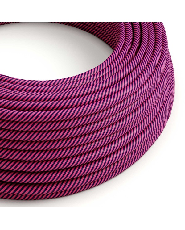 Round Electric Vertigo HD Cable covered by Fuchsia and Dark Purple fabric ERM50
