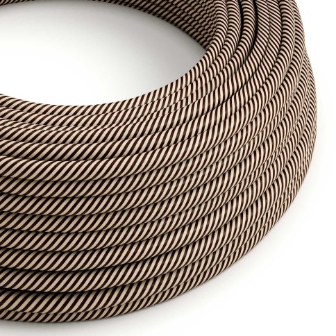 Round Electric Vertigo HD Cable covered by Sand and Dark Brown fabric ERM51