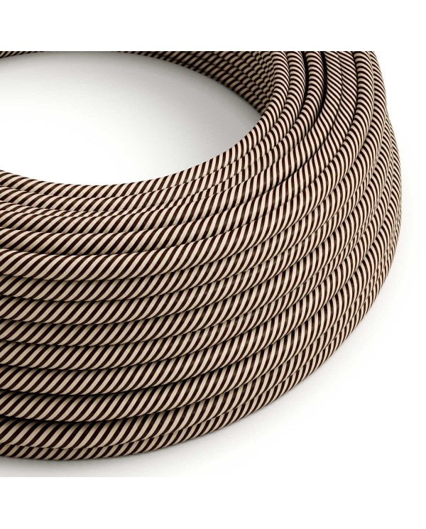 Round Electric Vertigo HD Cable covered by Sand and Dark Brown fabric ERM51