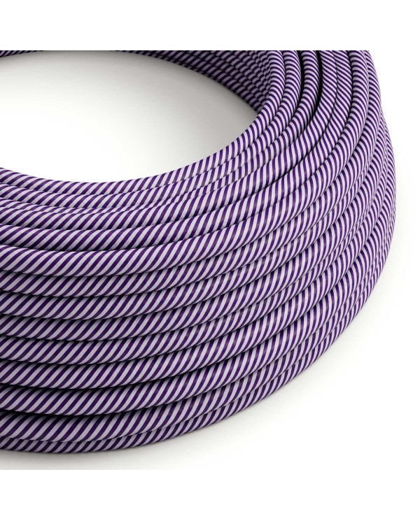 Round Electric Vertigo HD Cable covered by Lilac and Dark Purple fabric ERM52