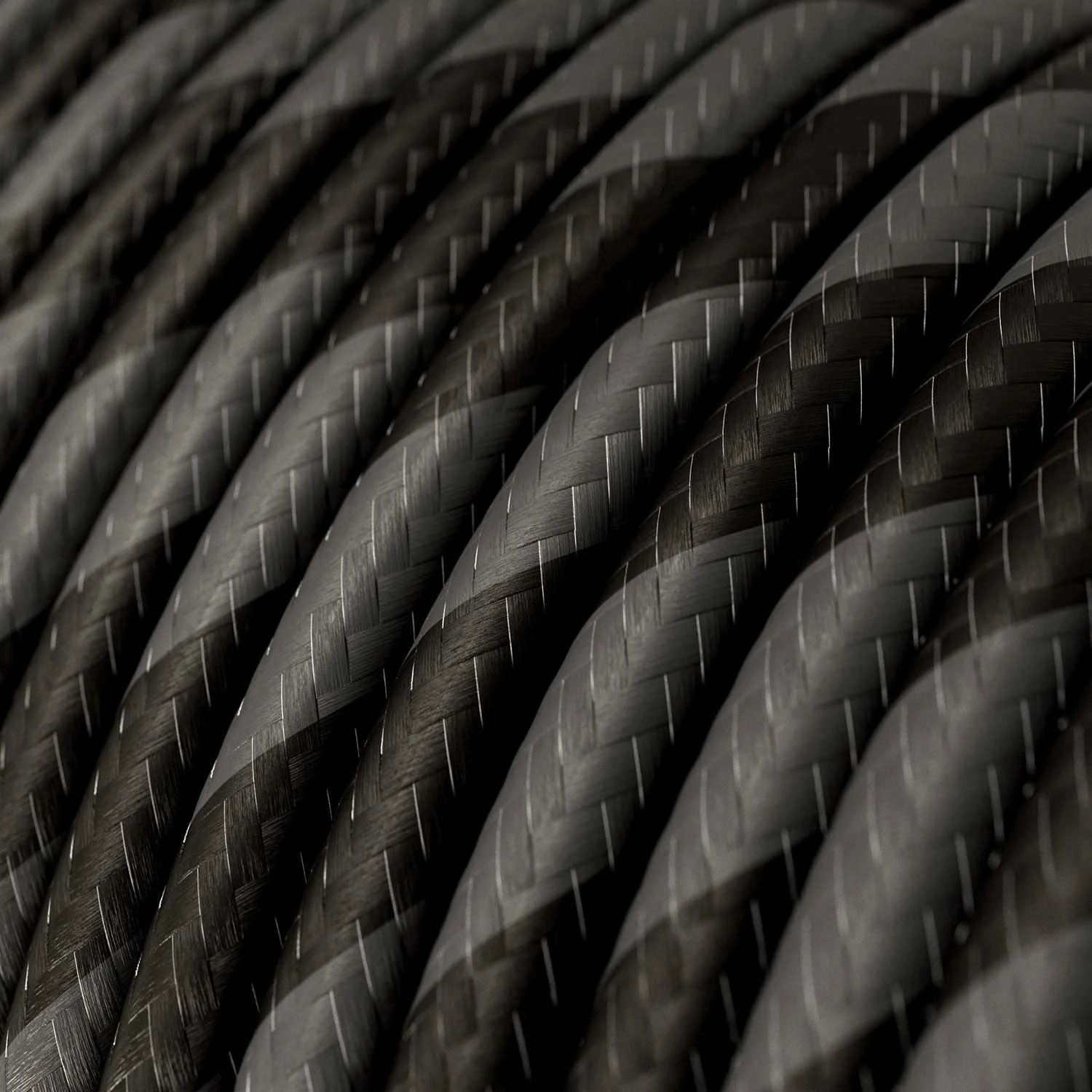 Round Electric Vertigo HD Cable covered by Graphite and Black Wide Stripes fabric ERM54