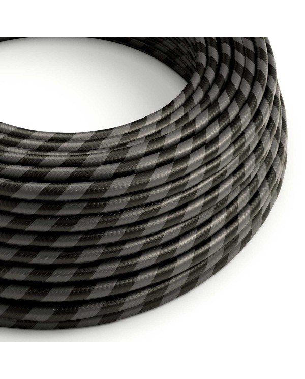 Round Electric Vertigo HD Cable covered by Graphite and Black Wide Stripes fabric ERM54